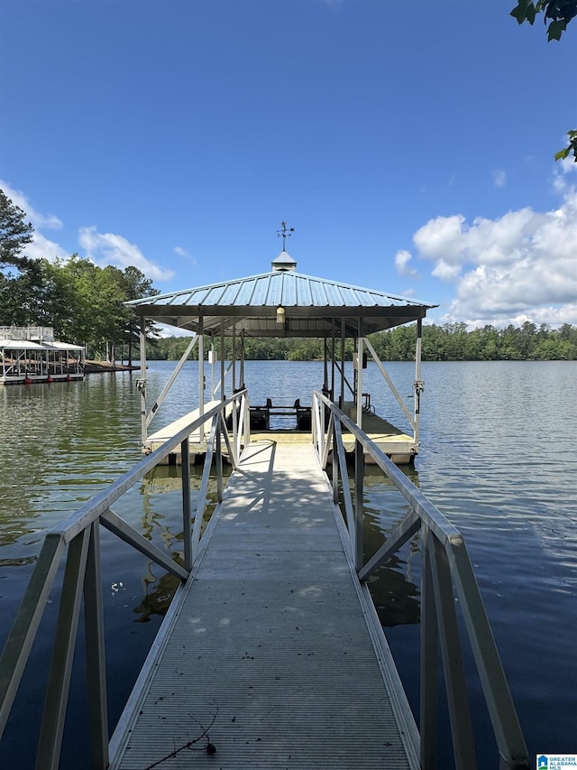 dock area featuring a water view