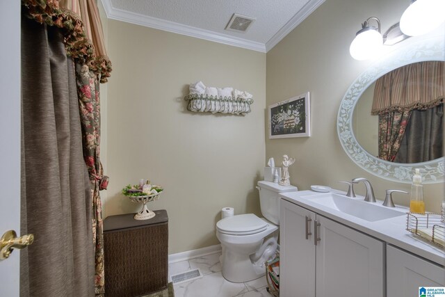 179 Idlewood Cir, Alexandria, AL 36250 - bathroom with marble finish flooring, toilet, ornamental molding, vanity, and baseboards