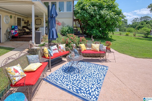 179 Idlewood Cir, Alexandria, AL 36250 - view of patio / terrace with outdoor lounge area and stairway