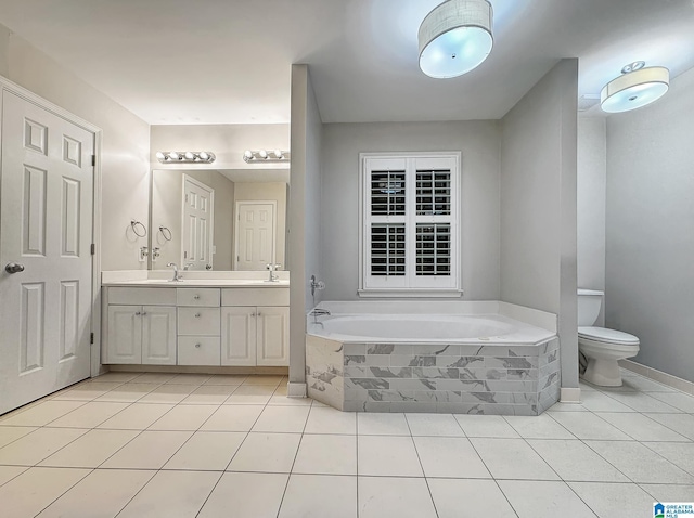 1851 Russet Woods Ln, Hoover, AL 35244 - full bathroom with tile patterned floors, a bath, double vanity, and toilet