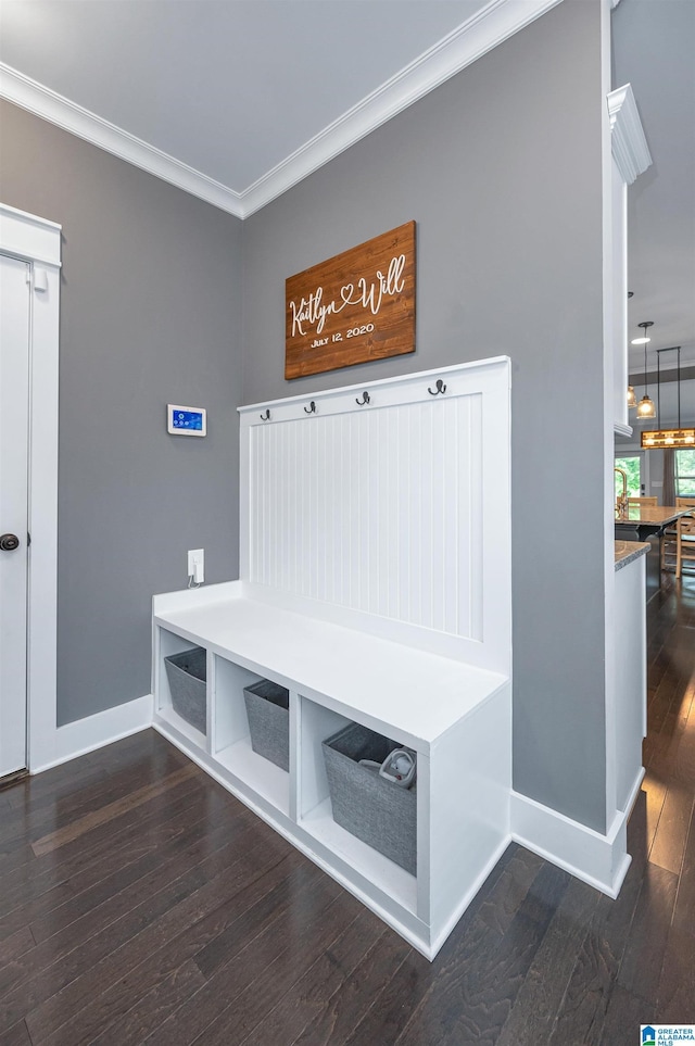 3951 Crest Lndg, Irondale, AL 35210 - mudroom with crown molding, baseboards, and wood finished floors