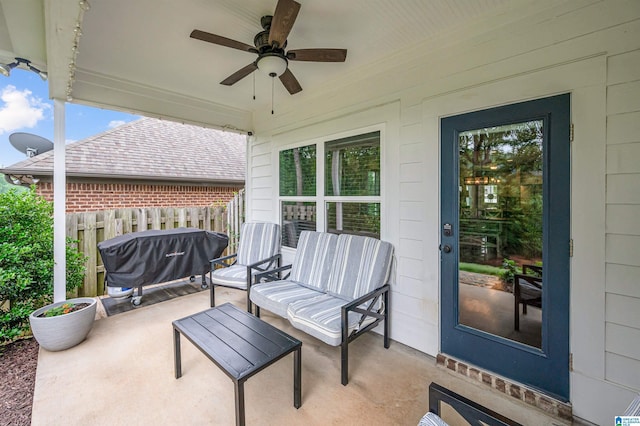 3951 Crest Lndg, Irondale, AL 35210 - view of patio featuring ceiling fan, fence, and a grill