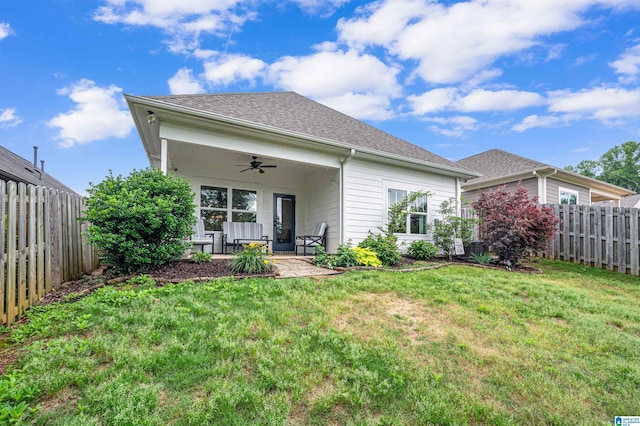 3951 Crest Lndg, Irondale, AL 35210 - rear view of house with a ceiling fan, a patio, and roof with shingles