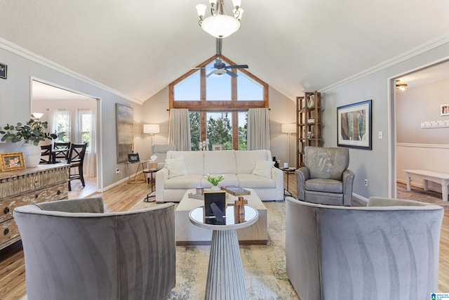14 Shades Crest Rd, Hoover, AL 35226 - living room with ceiling fan, healthy amount of natural light, light wood-style flooring, baseboards, and crown molding