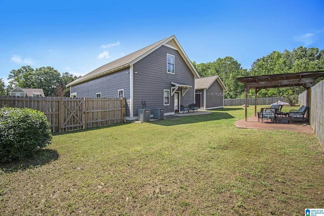 624 Enclave Ln, Calera, AL 35040 - rear view of property with a patio area, central AC, and a pergola