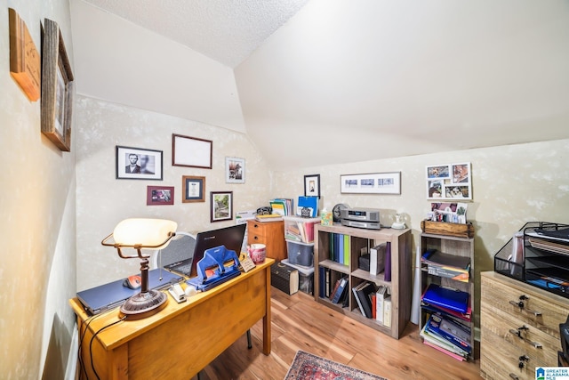 8526 Scenic Ridge Dr, Pinson, AL 35126 - office area with wood finished floors and vaulted ceiling