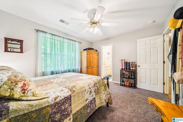 8526 Scenic Ridge Dr, Pinson, AL 35126 - bedroom with carpet floors, a ceiling fan, and connected bathroom