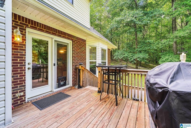 8526 Scenic Ridge Dr, Pinson, AL 35126 - wooden terrace with area for grilling