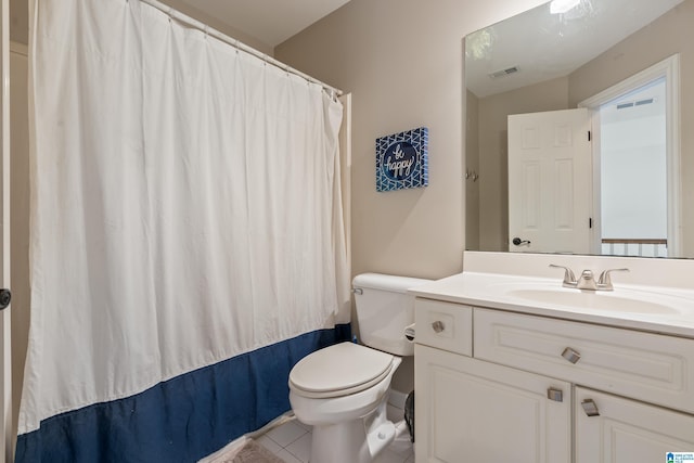 1051 Oak Meadows Rd, Birmingham, AL 35242 - full bathroom featuring tile patterned flooring, toilet, vanity, and a shower with shower curtain