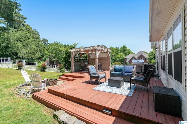 1051 Oak Meadows Rd, Birmingham, AL 35242 - wooden terrace featuring an outdoor hangout area and a pergola