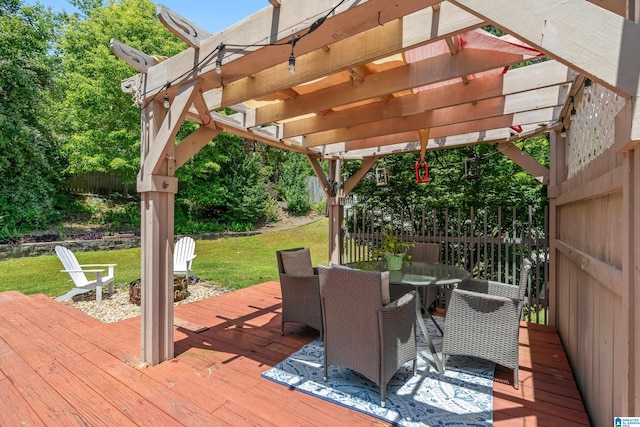 1051 Oak Meadows Rd, Birmingham, AL 35242 - wooden terrace with outdoor dining space and a pergola