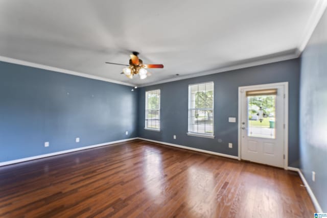 5029 Kelly Creek St, Moody, AL 35004 - unfurnished room with ornamental molding, ceiling fan, wood finished floors, and baseboards