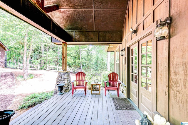wooden deck with french doors