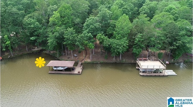 dock area featuring a water view