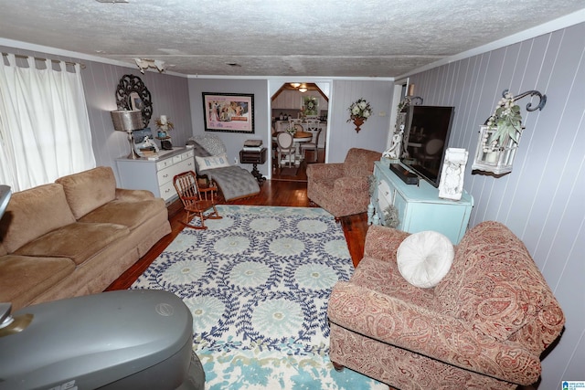 1619 Websters Chapel Rd, Wellington, AL 36279 - living area with wood finished floors, a textured ceiling, and ornamental molding