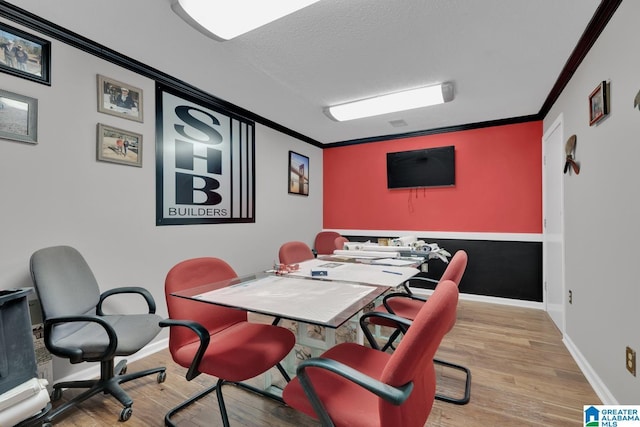 4150 County Highway 13, Locust Fork, AL 35097 - office area with crown molding, wood finished floors, baseboards, and a textured ceiling