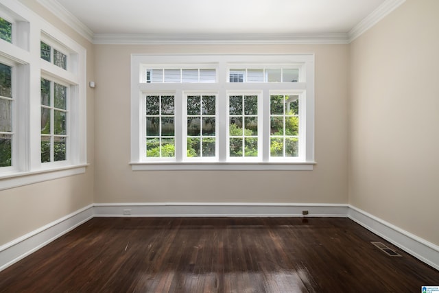 1479 Milner Cres S, Birmingham, AL 35205 - unfurnished room with healthy amount of natural light, ornamental molding, dark wood-style floors, and baseboards