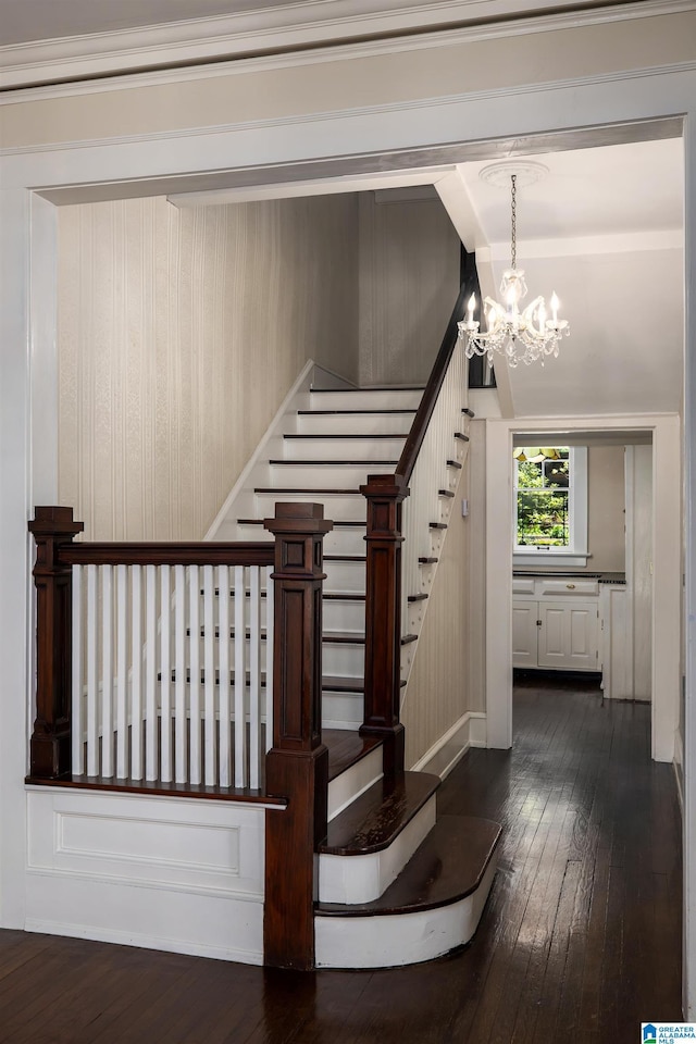 1479 Milner Cres S, Birmingham, AL 35205 - staircase with hardwood / wood-style floors and a chandelier