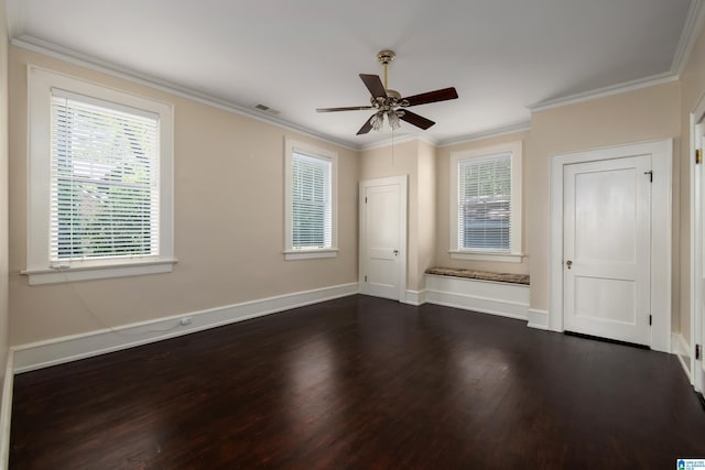 1479 Milner Cres S, Birmingham, AL 35205 - unfurnished room featuring dark wood-style floors, a ceiling fan, baseboards, and ornamental molding