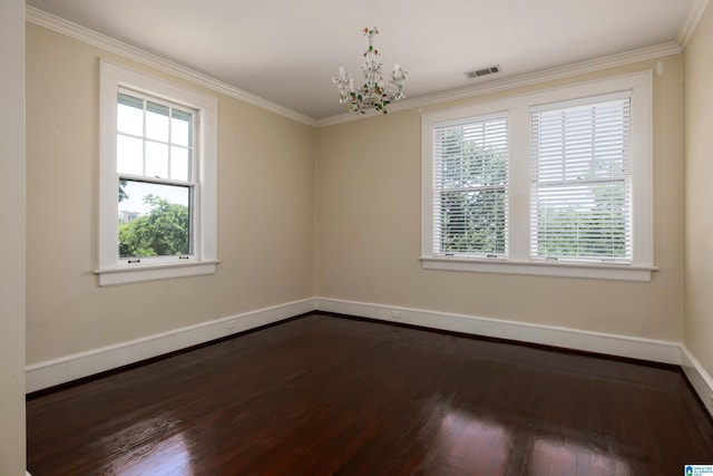 1479 Milner Cres S, Birmingham, AL 35205 - empty room featuring dark wood-type flooring, baseboards, a chandelier, and crown molding