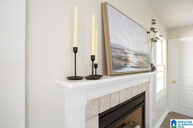 105 Mountain View Ln, Springville, AL 35146 - detailed view of wood finished floors and a tile fireplace