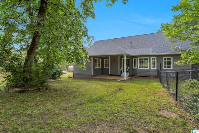 105 Mountain View Ln, Springville, AL 35146 - rear view of property featuring roof with shingles, a patio, and crawl space