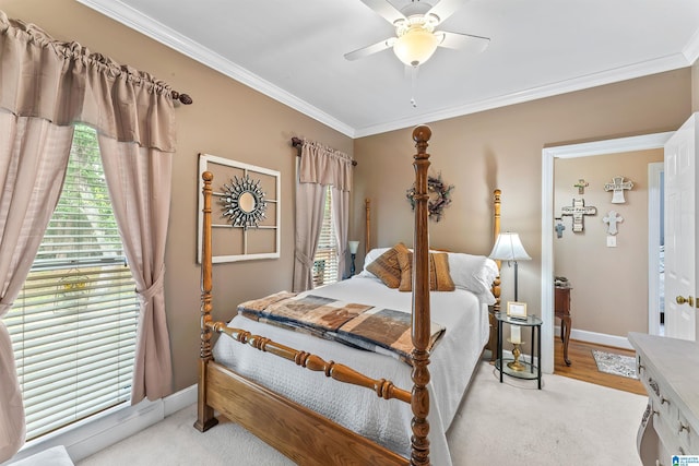 135 Weatherly Way, Pelham, AL 35124 - bedroom featuring ornamental molding, multiple windows, baseboards, and ceiling fan