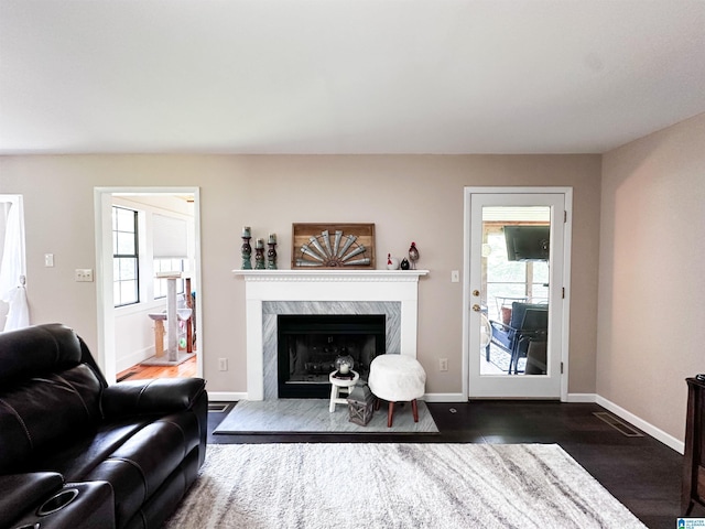 3455 Self Creek Rd, Warrior, AL 35180 - living room with a premium fireplace, healthy amount of natural light, and baseboards