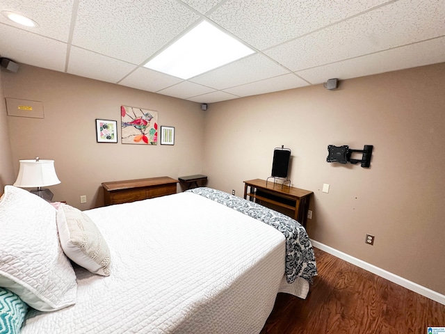 3455 Self Creek Rd, Warrior, AL 35180 - bedroom with wood finished floors, baseboards, and a drop ceiling