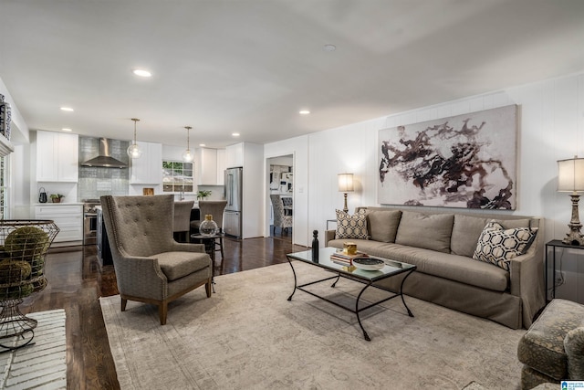 3317 Overton Rd, Mountain Brook, AL 35223 - living area featuring dark wood-type flooring and recessed lighting