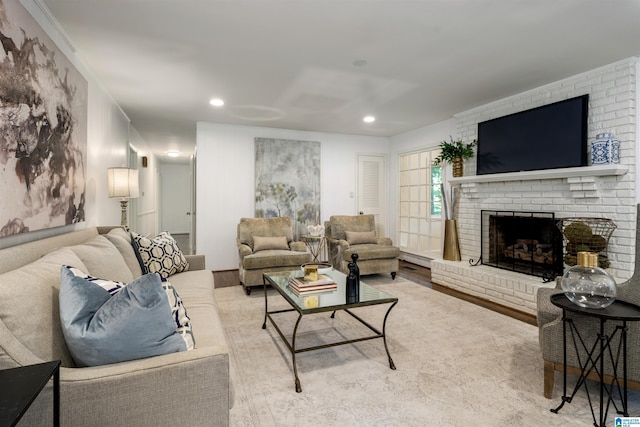 3317 Overton Rd, Mountain Brook, AL 35223 - living area featuring recessed lighting, a fireplace, and wood finished floors