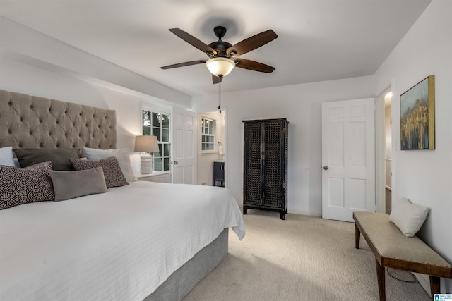 3317 Overton Rd, Mountain Brook, AL 35223 - bedroom with light colored carpet, a ceiling fan, and baseboards