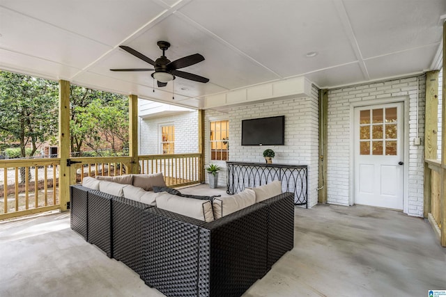 3317 Overton Rd, Mountain Brook, AL 35223 - deck with an outdoor hangout area and a ceiling fan
