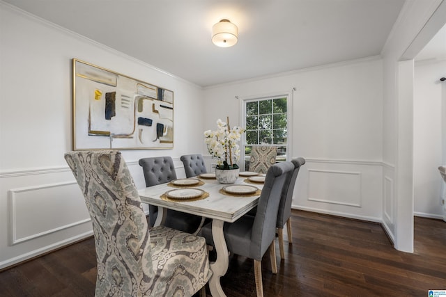 3317 Overton Rd, Mountain Brook, AL 35223 - dining room featuring ornamental molding, a wainscoted wall, wood finished floors, and a decorative wall