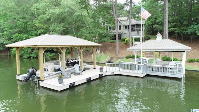 2974 Crescent Crest Dr, Wedowee, AL 36278 - dock with a gazebo and a water view