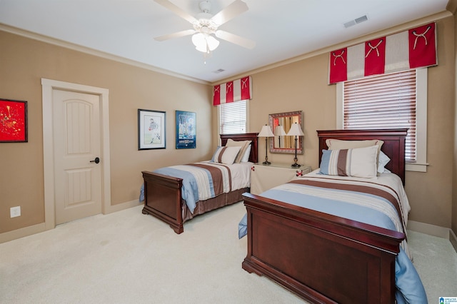 5226 Mountain Ridge Parkway, Birmingham, AL 35222 - carpeted bedroom featuring ceiling fan, crown molding, and baseboards