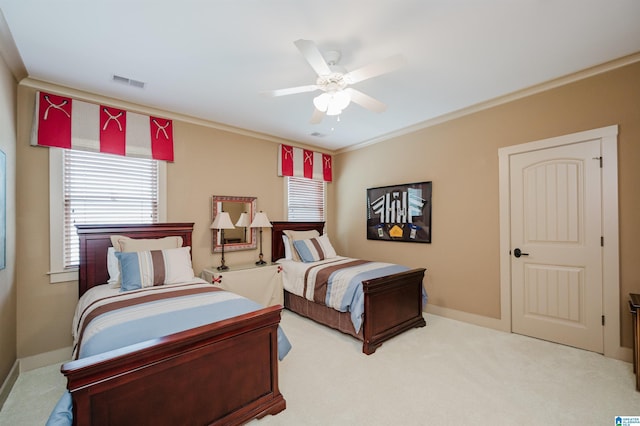5226 Mountain Ridge Parkway, Birmingham, AL 35222 - bedroom with carpet floors, a ceiling fan, ornamental molding, and baseboards