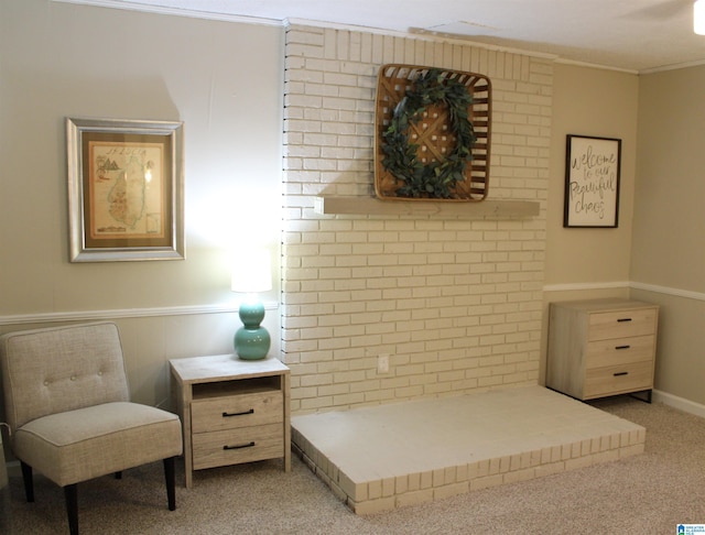 1140 Tribe Trl, Alabaster, AL 35007 - living area with light carpet, ornamental molding, and wainscoting