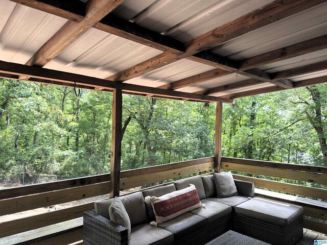 1140 Tribe Trl, Alabaster, AL 35007 - deck with an outdoor hangout area and a view of trees