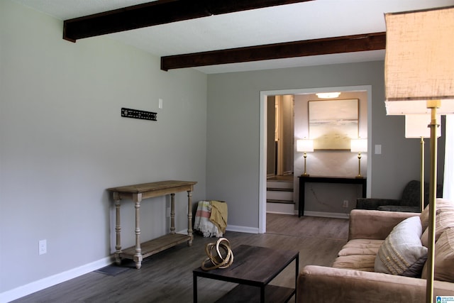 1140 Tribe Trl, Alabaster, AL 35007 - living area featuring wood finished floors, beamed ceiling, and baseboards