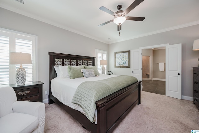 3104 Simms Lndg, Pelham, AL 35124 - bedroom featuring carpet floors, baseboards, ornamental molding, and ceiling fan