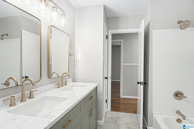 6365 Pocahontas Rd, Bessemer, AL 35022 - full bath with shower / washtub combination, double vanity, and marble finish flooring
