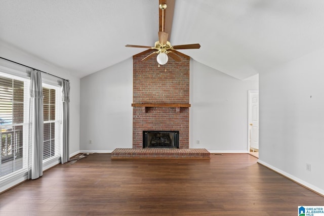 2009 Creely Cir, Birmingham, AL 35235 - unfurnished living room featuring ceiling fan, wood finished floors, baseboards, and a fireplace