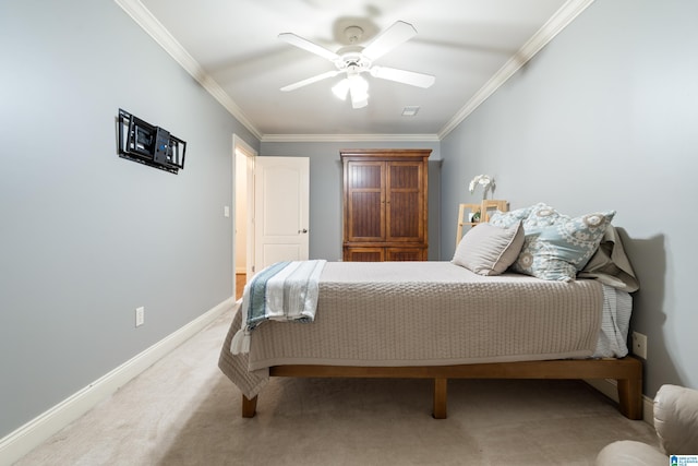 1048 Eagle Hollow Dr, Birmingham, AL 35242 - bedroom with crown molding, carpet, baseboards, and ceiling fan
