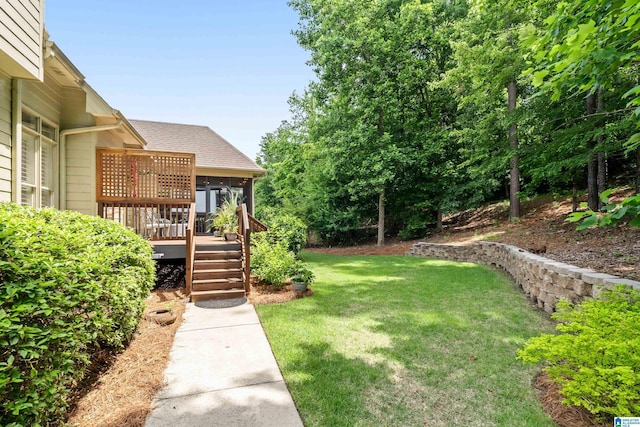 1048 Eagle Hollow Dr, Birmingham, AL 35242 - view of green lawn with a deck