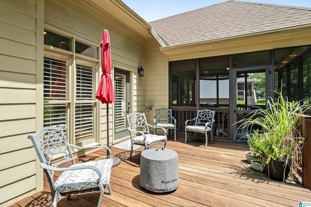 1048 Eagle Hollow Dr, Birmingham, AL 35242 - wooden terrace featuring a sunroom