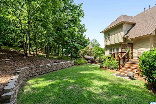 1048 Eagle Hollow Dr, Birmingham, AL 35242 - view of grassy yard with a wooden deck
