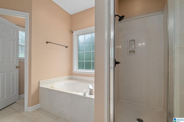 126 Landale Dr, Sterrett, AL 35147 - full bath with a shower stall, a bath, tile patterned floors, and baseboards