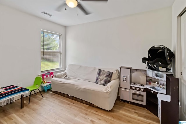 22873 Downing Park Cir, Mccalla, AL 35111 - living area with ceiling fan and light wood-type flooring