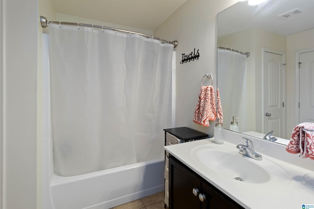 22873 Downing Park Cir, Mccalla, AL 35111 - bathroom with vanity, tile patterned flooring, and shower / bathtub combination with curtain